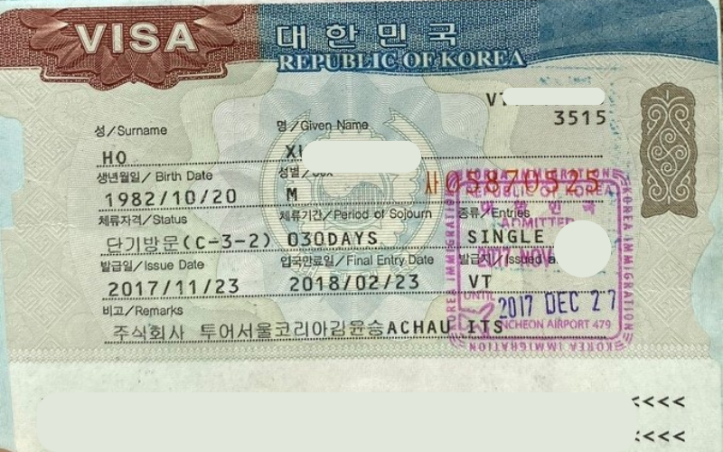Mẫu visa Trung Quốc