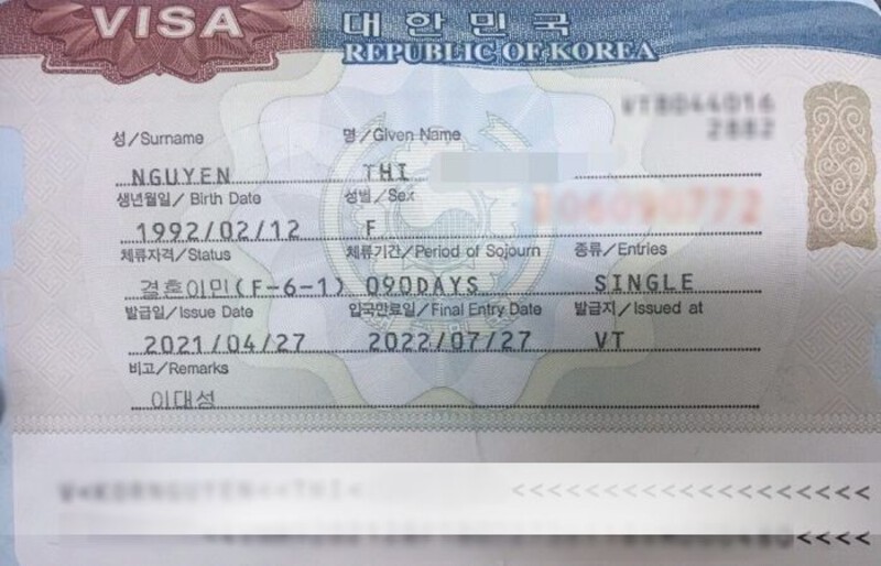 Quá trình xin visa kết hôn Hàn Quốc (F-6-1)